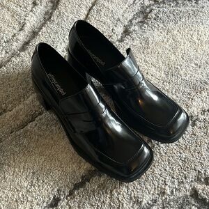 Jeffrey Campbell Ecole Heeled Loafer Pump Leather